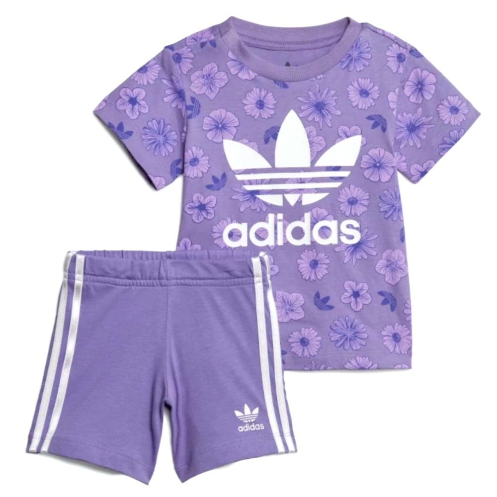 💥NWT💥 adidas Floral tee & Short set - Picture 1 of 8